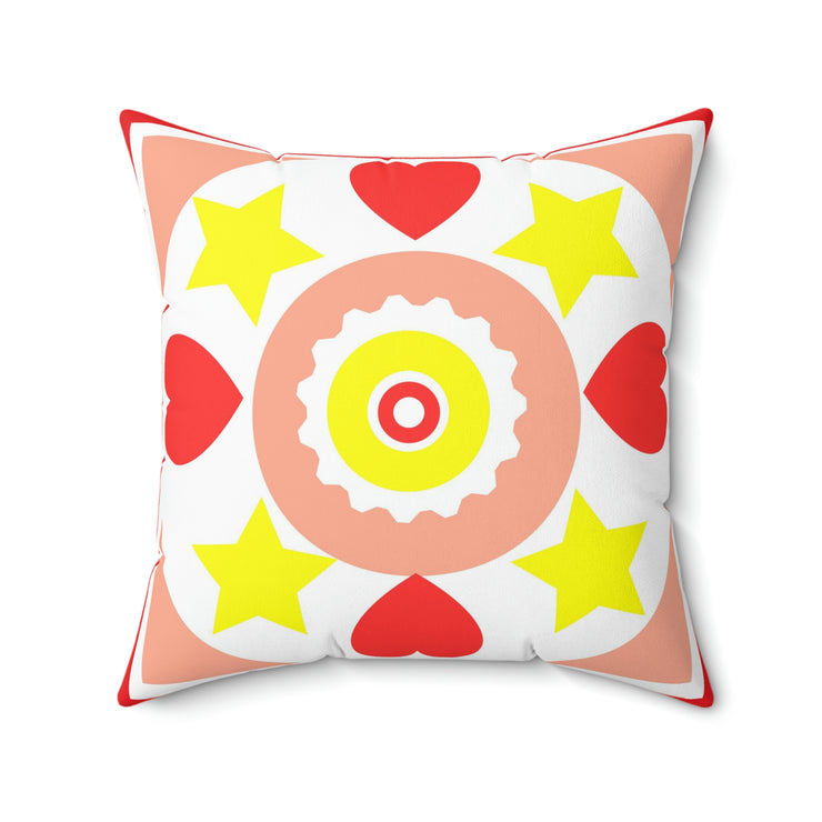 Heart Star Spun Polyester Square Pillow