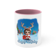 Happy Holiday Christmas Cute Girl Coffee Mug, 11oz