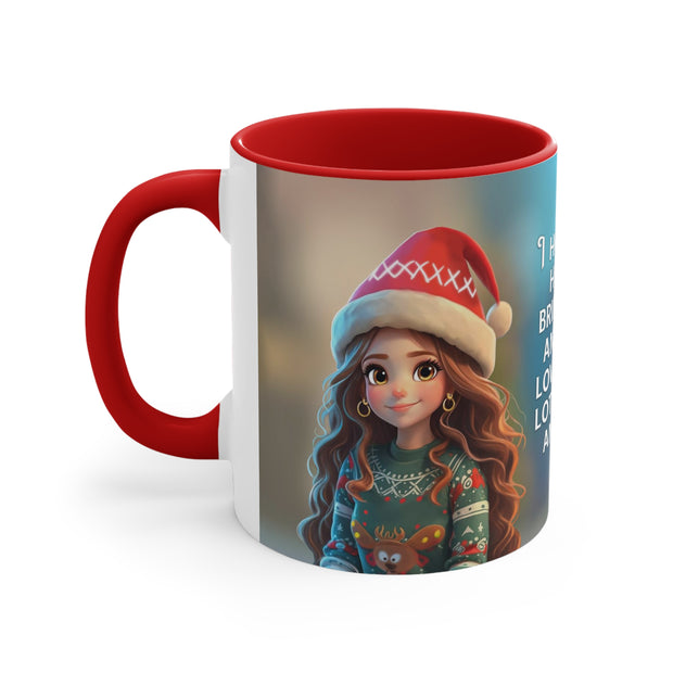 Marry Christmas Wish Girl Coffee Mug, 11oz