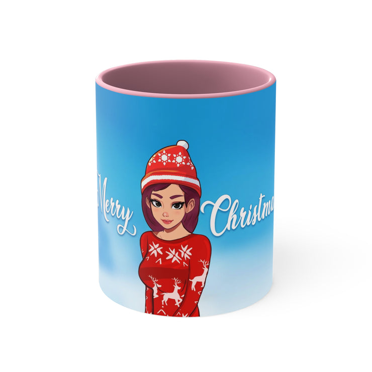 Marry Christmas Cute Girl Coffee Mug, 11oz