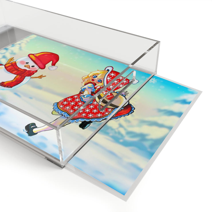 Marry Christmas Cute Girl Full Frame Acrylic Serving Tray