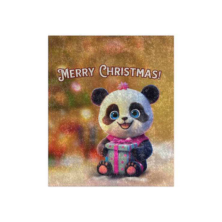 Cute Panda Marry Christmas Girl's Crushed Velvet Blanket