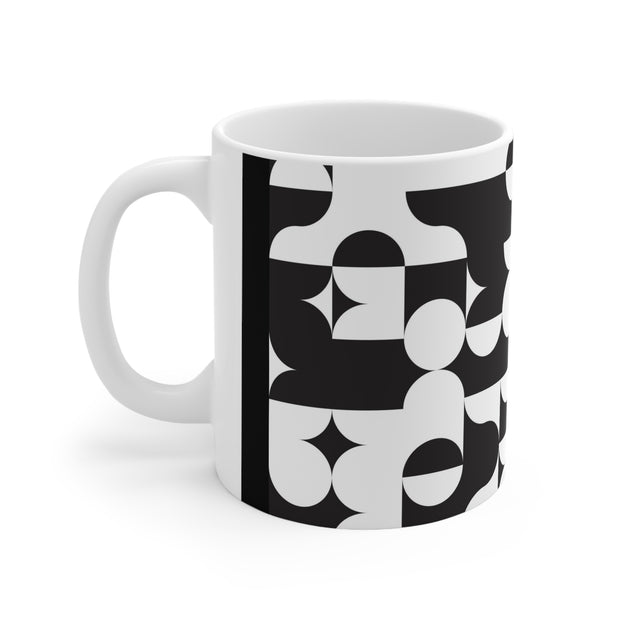 Contemporary Art Black and White Ceramic Mug 11oz
