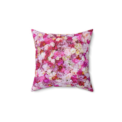 Red and White Flowers Spun Polyester Square Pillow