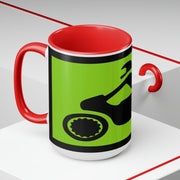 Racer Two-Tone Coffee Mugs, 15oz