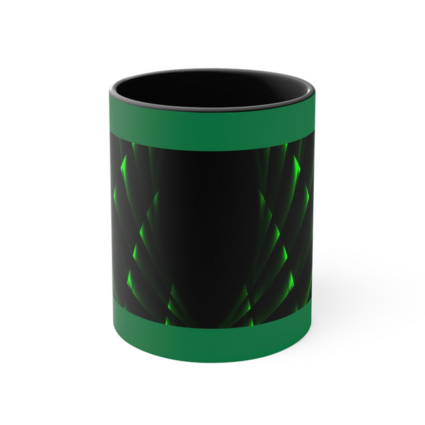 Dark Green Neon Glowing Accent Coffee Mug, 11oz