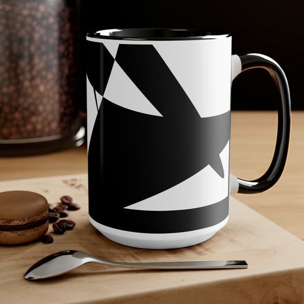 Black Way Two-Tone Coffee Mugs, 15oz
