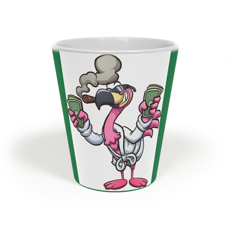 flamingo wearing smoky cigarette Latte Mug, 12oz