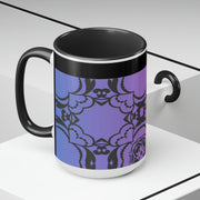 Orchid Art Two-Tone Coffee Mugs, 15oz
