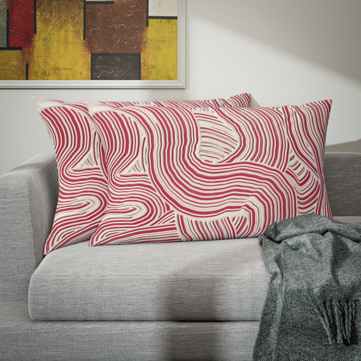 Abstract white and red color acrylic Wave Pillow Sham