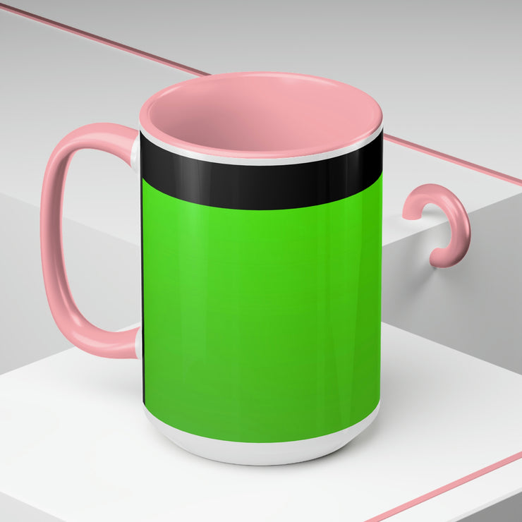 Bright Green Two-Tone Coffee Mugs, 15oz