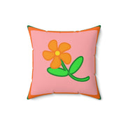 Orange Flower Spun Polyester Square Pillow