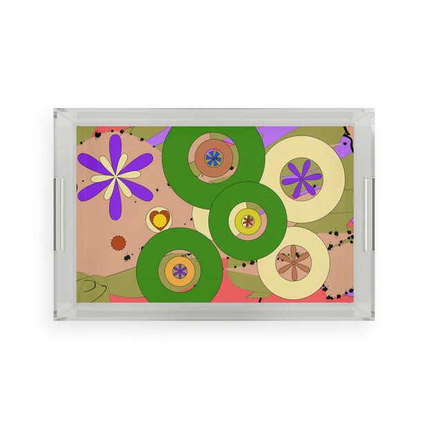Green & Light Brown Acrylic Serving Tray