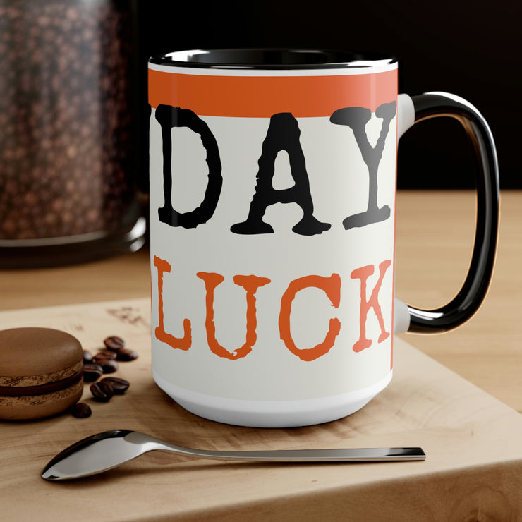 Lucky Day Two-Tone Coffee Mugs, 15oz