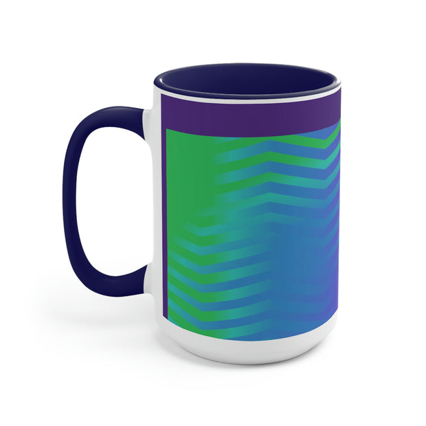 Blue Waves Two-Tone Coffee Mugs, 15oz