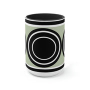 Black Circles Two-Tone Coffee Mugs, 15oz