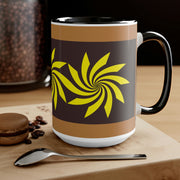 Yellow Star Two-Tone Coffee Mugs, 15oz