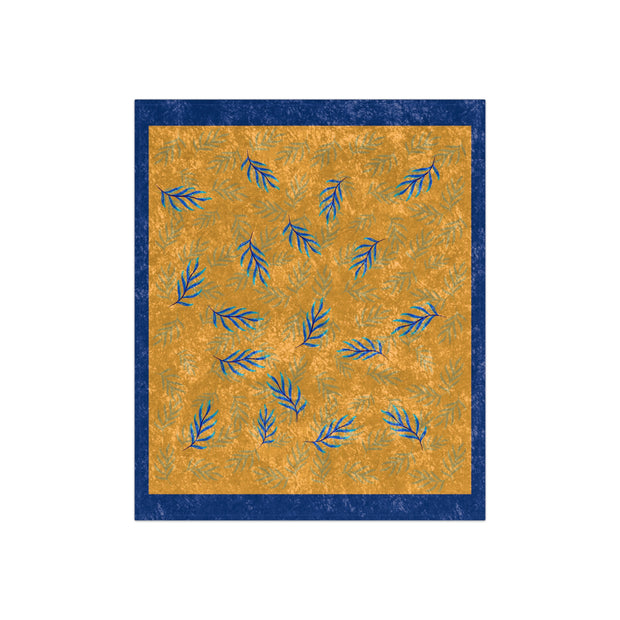 Blue Leaf Crushed Velvet Blanket