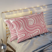 Abstract white and red color acrylic Wave Pillow Sham
