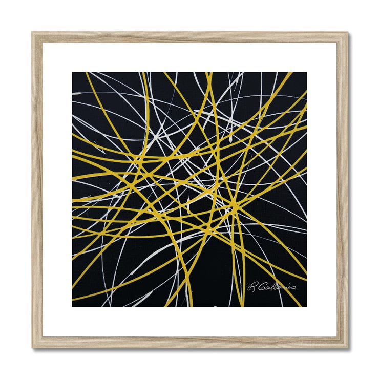 White Yellow & black Abstract Framed & Mounted Print