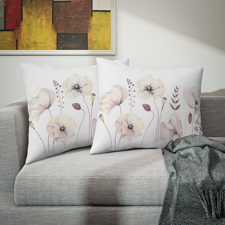 Floral card with delicate poppies Pillow Sham