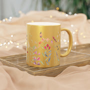 Watercolor floral Metallic Mug (Silver\Gold)