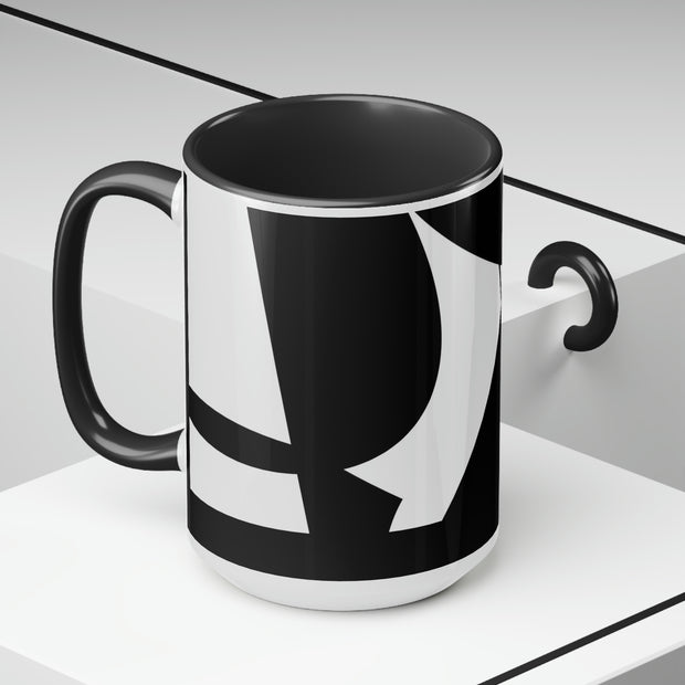 Black Way Two-Tone Coffee Mugs, 15oz