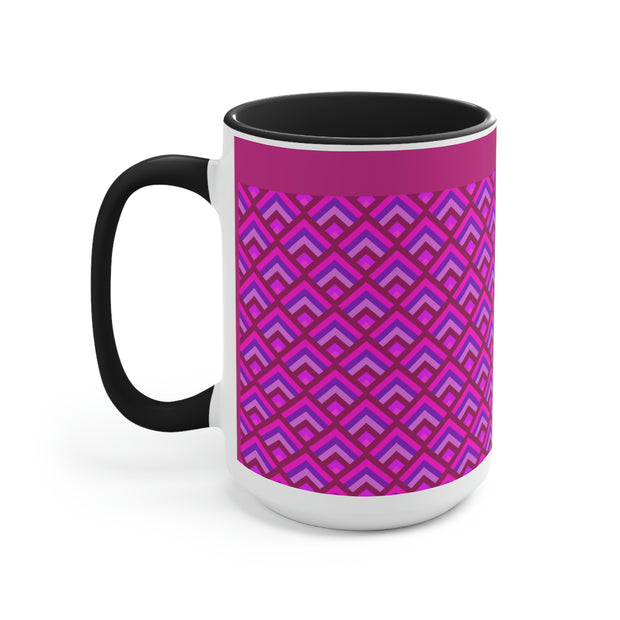Pink Pyramids Two-Tone Coffee Mugs, 15oz