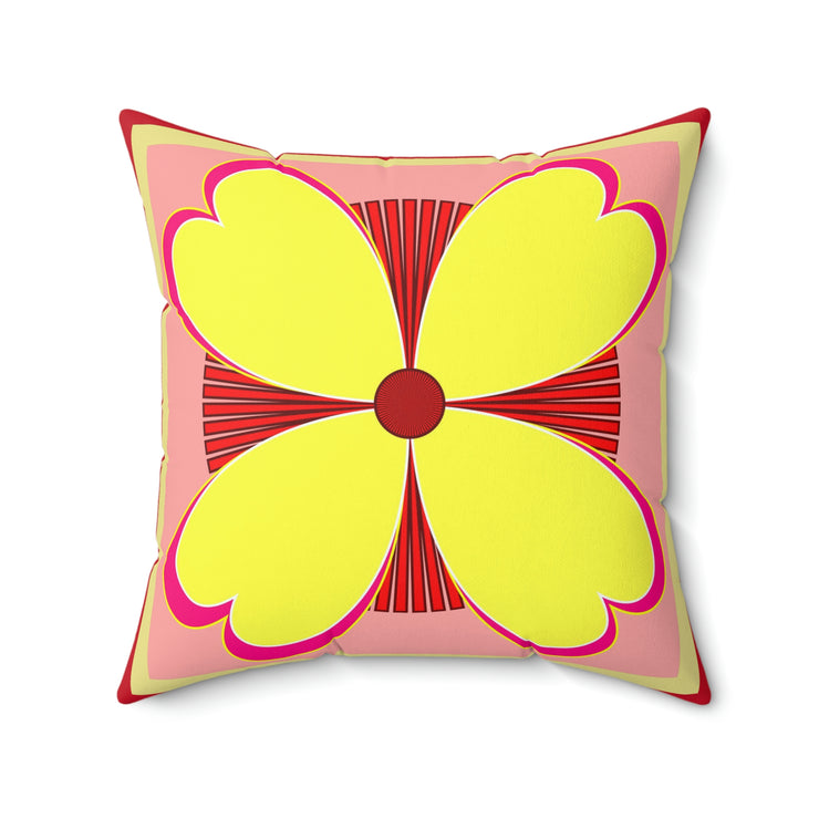 Yellow Flower Spun Polyester Square Pillow