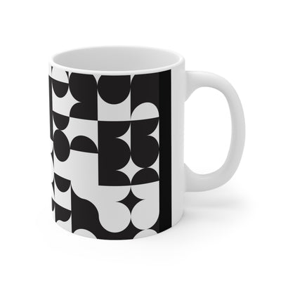 Contemporary Art Black and White Ceramic Mug 11oz