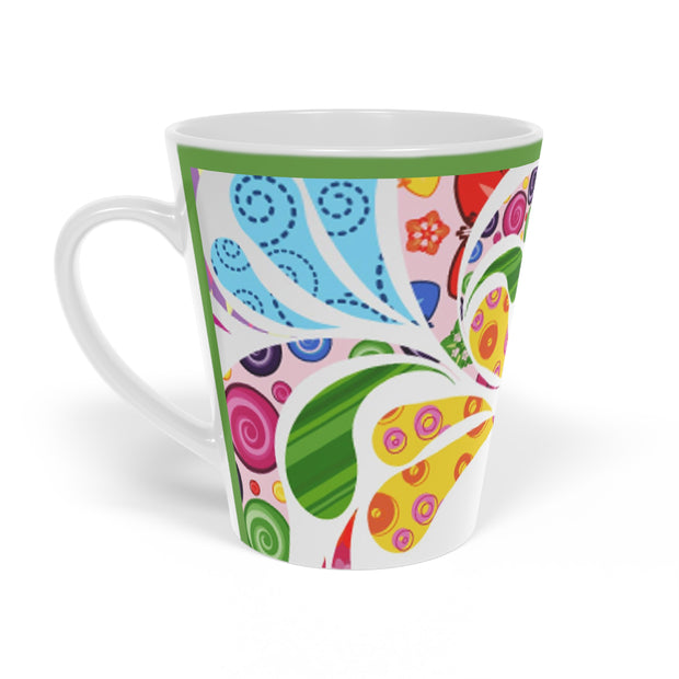 Floral and ornamental Latte Mug, 12oz