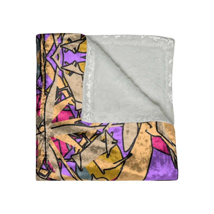 Art Sketched Crushed Velvet Blanket