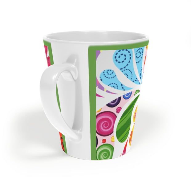 Floral and ornamental Latte Mug, 12oz