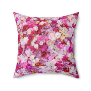 Red and White Flowers Spun Polyester Square Pillow