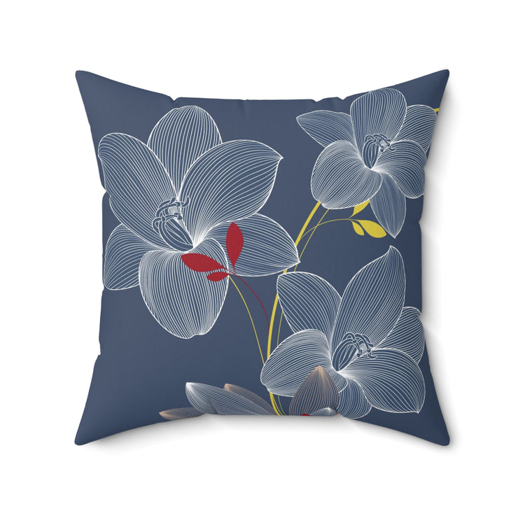 Abstract Hand Drawn Floral Spun Polyester Square Pillow