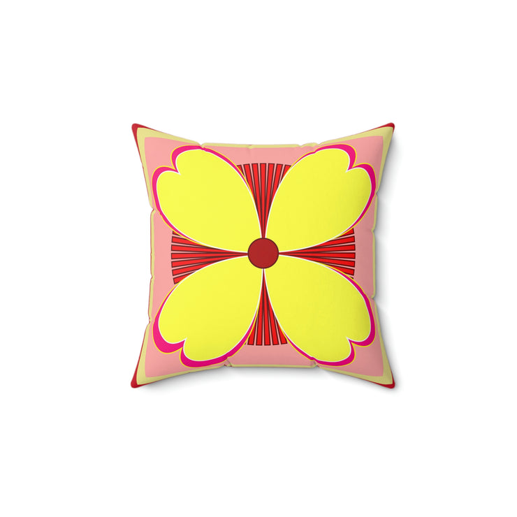 Yellow Flower Spun Polyester Square Pillow