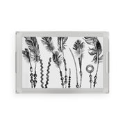 Hand Drawn Feathers Acrylic Serving Tray
