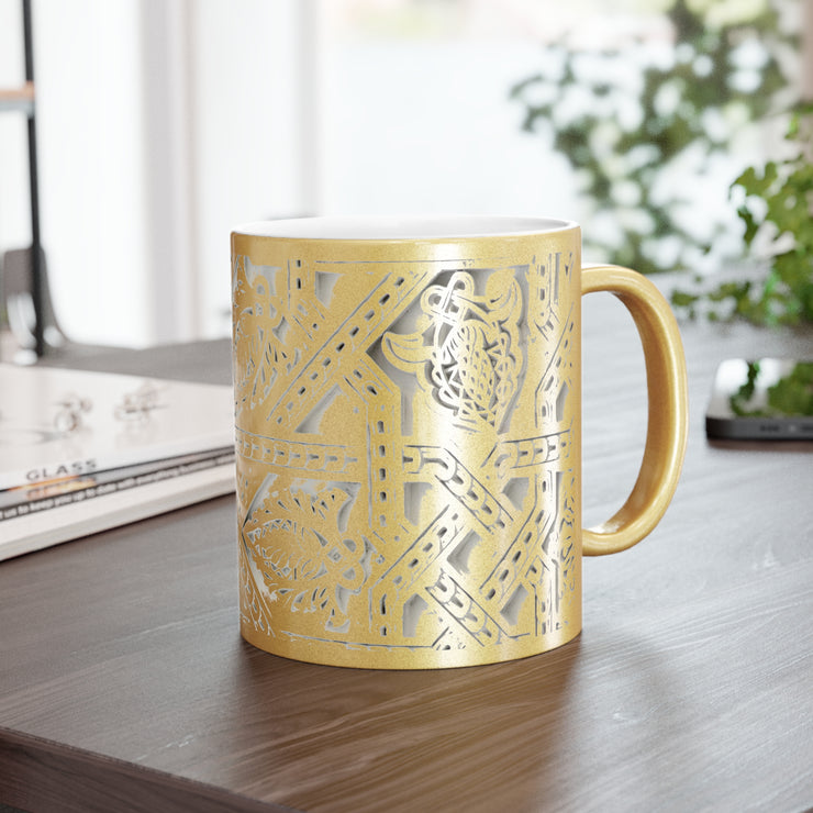 White Plaster Arabic Metallic Mug (Silver\Gold)