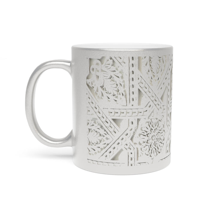 White Plaster Arabic Metallic Mug (Silver\Gold)