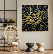 White Yellow & black Abstract Framed Print
