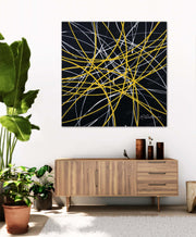 White Yellow & black Abstract Canvas