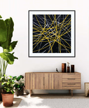 White Yellow & black Abstract Framed & Mounted Print