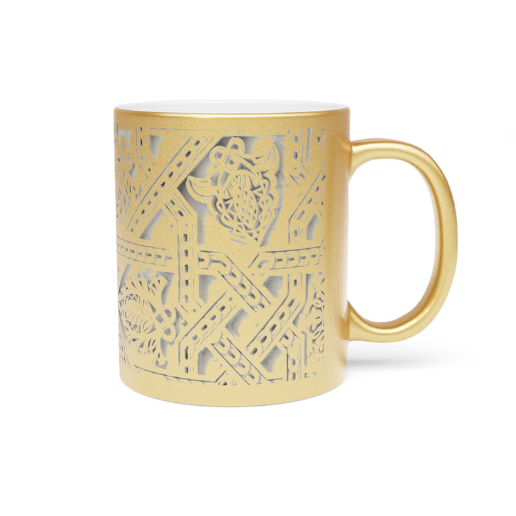 White Plaster Arabic Metallic Mug (Silver\Gold)