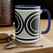 Black Circles Two-Tone Coffee Mugs, 15oz
