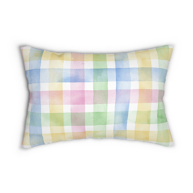 Checkered Water Color Art Spun Polyester Lumbar Pillow