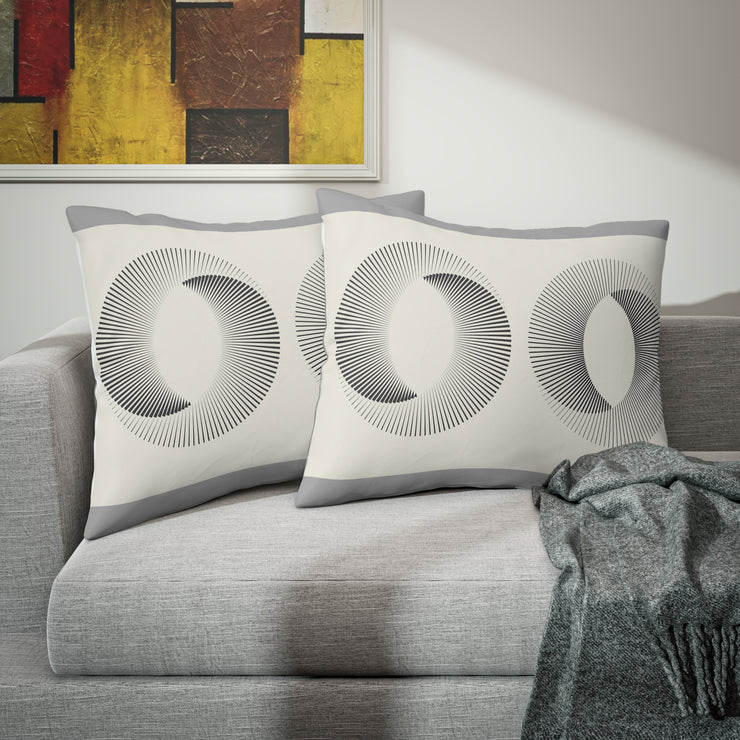 Black Lines in Circle Abstract Art Pillow Sham