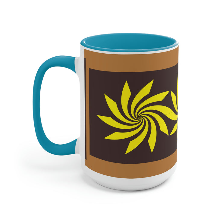 Yellow Star Two-Tone Coffee Mugs, 15oz