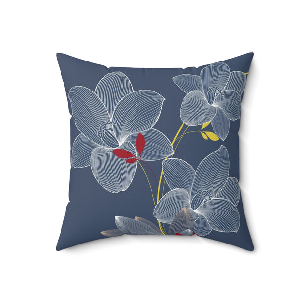 Abstract Hand Drawn Floral Spun Polyester Square Pillow