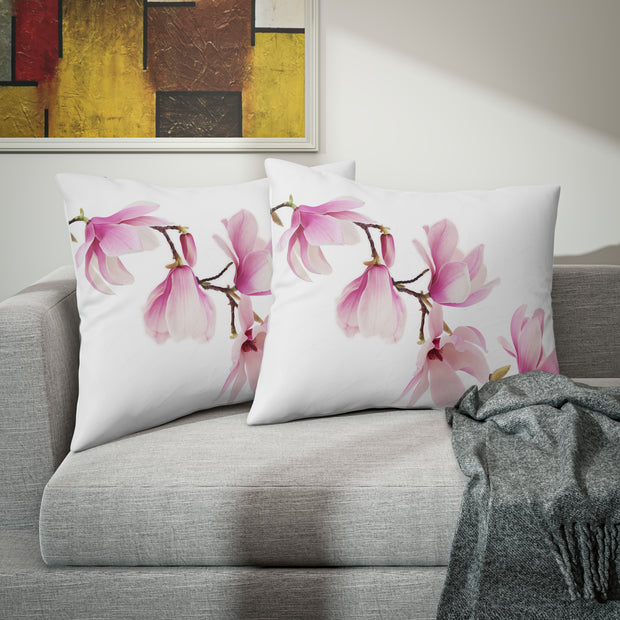 Beautiful Pink Spring Magnolia Flower Pillow Sham