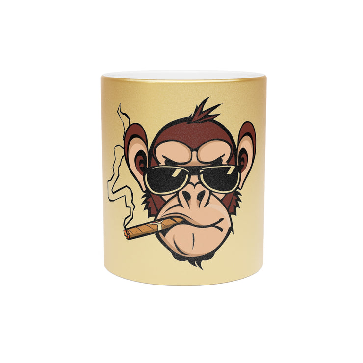 Funny chimpanzee Metallic Mug (Silver\Gold)